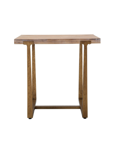 Table à manger moderne Carrée 2 personnes en Bois Naturel Métal Doré Ankara 