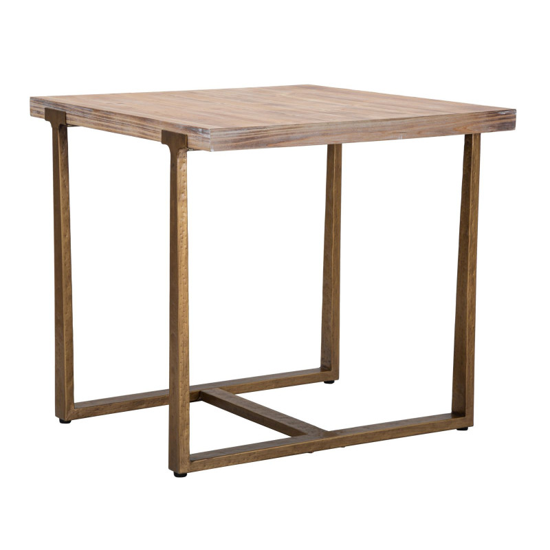 Table à manger moderne Carrée 2 personnes en Bois Naturel Métal Doré Ankara 