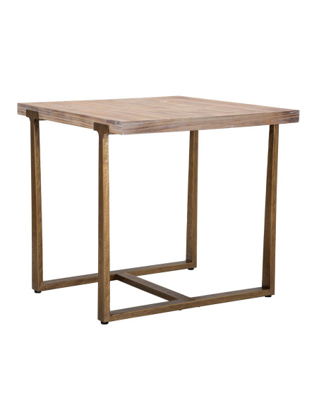 Table à manger moderne Carrée 2 personnes en Bois Naturel Métal Doré Ankara 