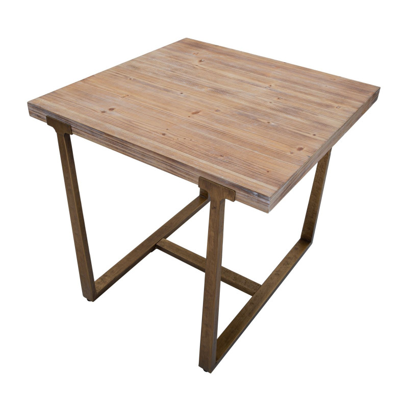 Table à manger moderne Carrée 2 personnes en Bois Naturel Métal Doré Ankara 