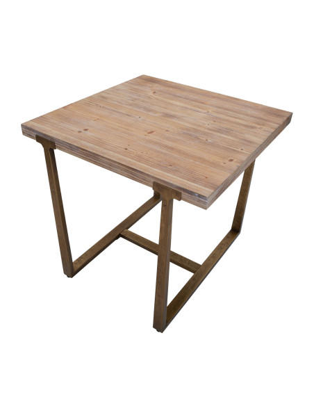 Table à manger moderne Carrée 2 personnes en Bois Naturel Métal Doré Ankara 