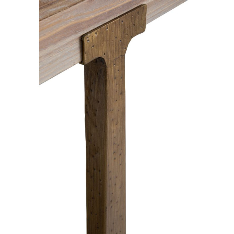 Table à manger moderne Rectangulaire 8 personnes en Bois Naturel Métal Doré Ankara 