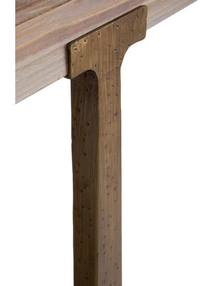 Table à manger moderne Rectangulaire 8 personnes en Bois Naturel Métal Doré Ankara 