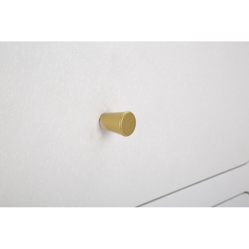 Table d'appoint moderne 1 porte 1 tiroir en Bois Blanc Métal Doré Venus 