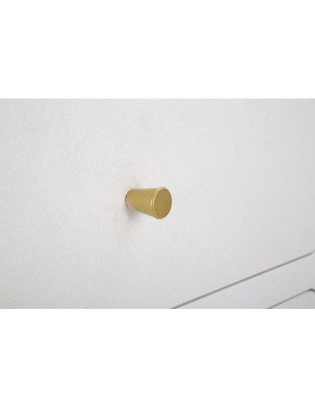 Table d'appoint moderne 1 porte 1 tiroir en Bois Blanc Métal Doré Venus 