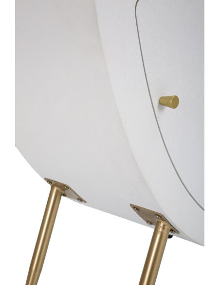 Table d'appoint moderne 1 porte 1 tiroir en Bois Blanc Métal Doré Venus 