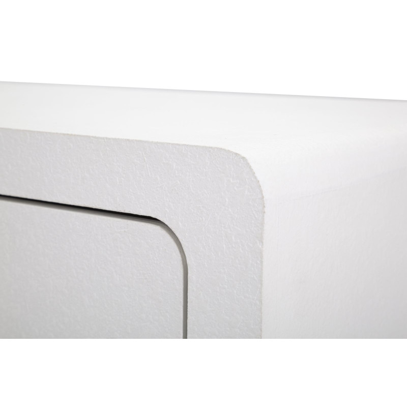 Table d'appoint moderne 1 porte 1 tiroir en Bois Blanc Métal Doré Venus 