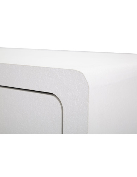 Table d'appoint moderne 1 porte 1 tiroir en Bois Blanc Métal Doré Venus 