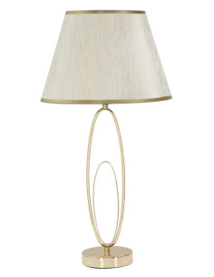 Lampe à poser moderne XL Hauteur cm en Métal Doré Tissu Blanc crème Flush 