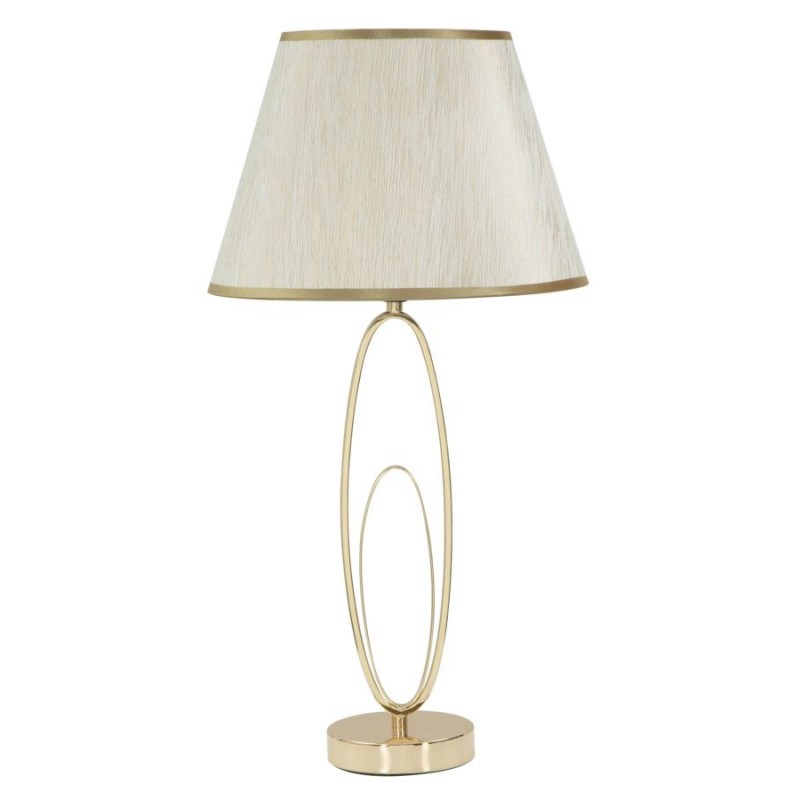 Lampe à poser moderne XL Hauteur cm en Métal Doré Tissu Blanc crème Flush 