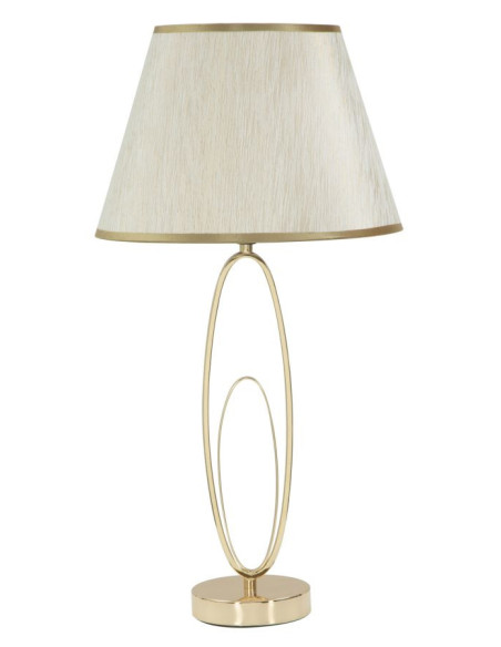 Lampe à poser moderne XL Hauteur cm en Métal Doré Tissu Blanc crème Flush 