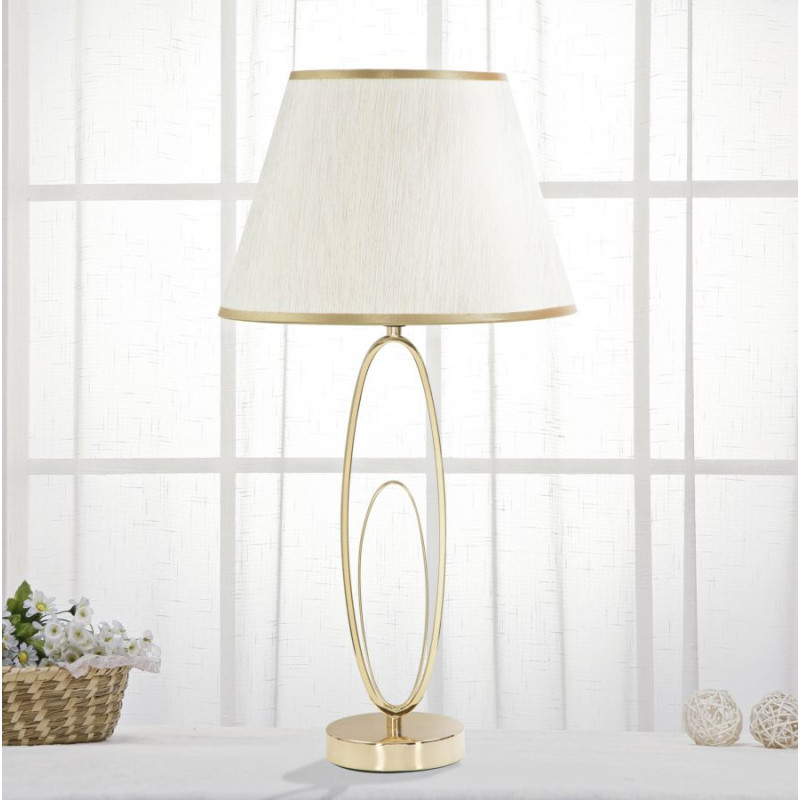 Lampe à poser moderne XL Hauteur cm en Métal Doré Tissu Blanc crème Flush 
