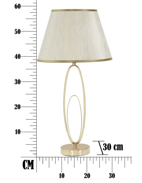 Lampe à poser moderne XL Hauteur cm en Métal Doré Tissu Blanc crème Flush 