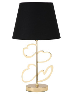 Lampe à poser originale XL Coeurs Hauteur 54 cm en Métal Doré Tissu Noir Hearts 