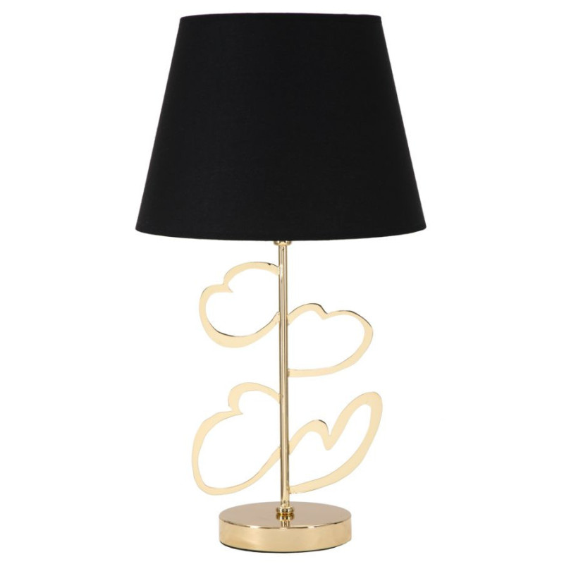 Lampe à poser originale XL Coeurs Hauteur 54 cm en Métal Doré Tissu Noir Hearts 