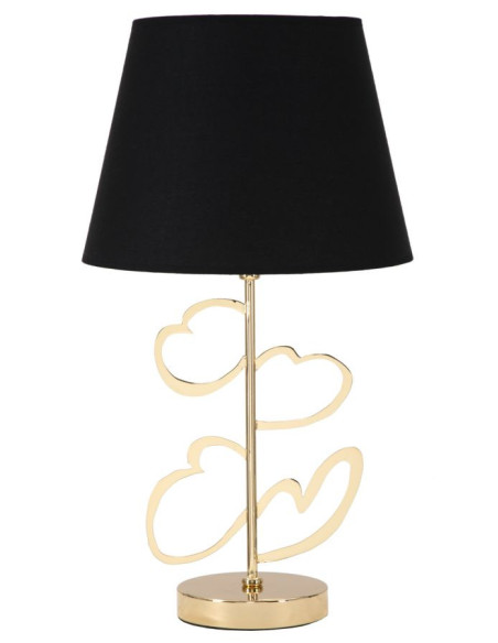 Lampe à poser originale XL Coeurs Hauteur 54 cm en Métal Doré Tissu Noir Hearts 