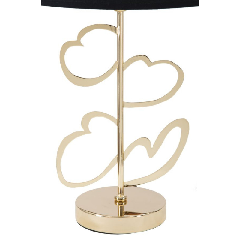 Lampe à poser originale XL Coeurs Hauteur 54 cm en Métal Doré Tissu Noir Hearts 