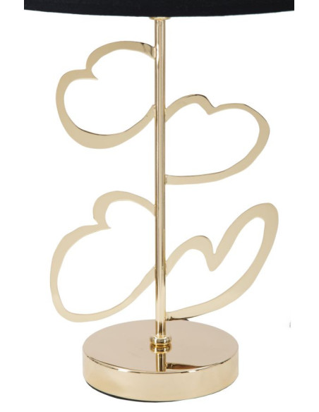 Lampe à poser originale XL Coeurs Hauteur 54 cm en Métal Doré Tissu Noir Hearts 