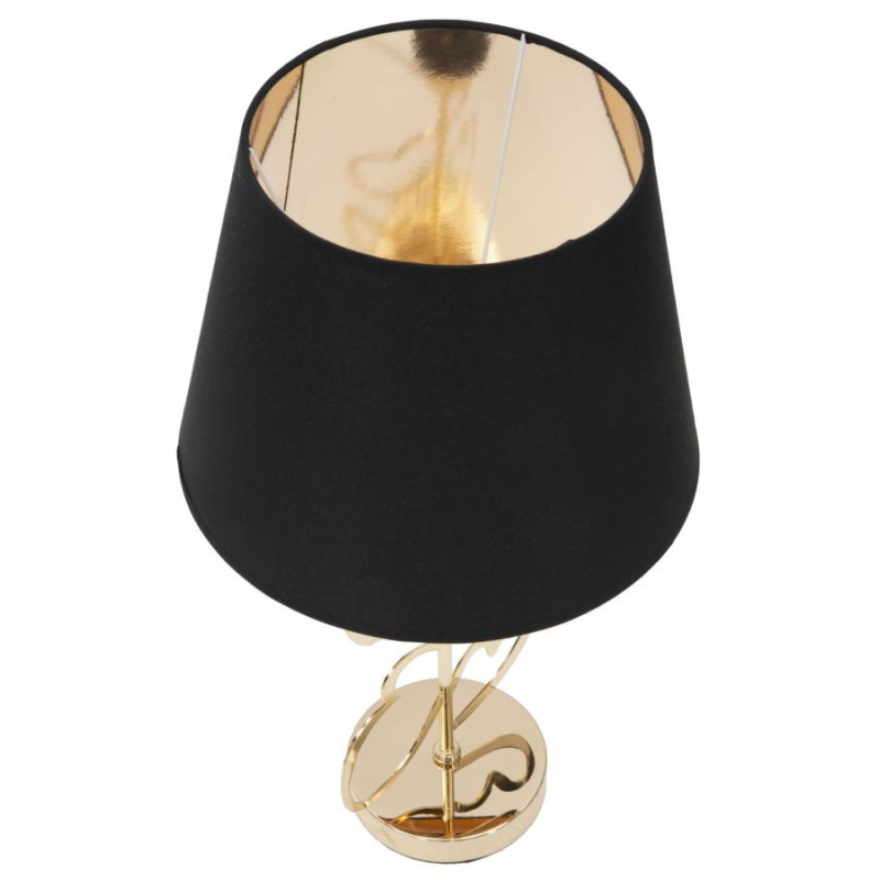 Lampe à poser originale XL Coeurs Hauteur 54 cm en Métal Doré Tissu Noir Hearts 