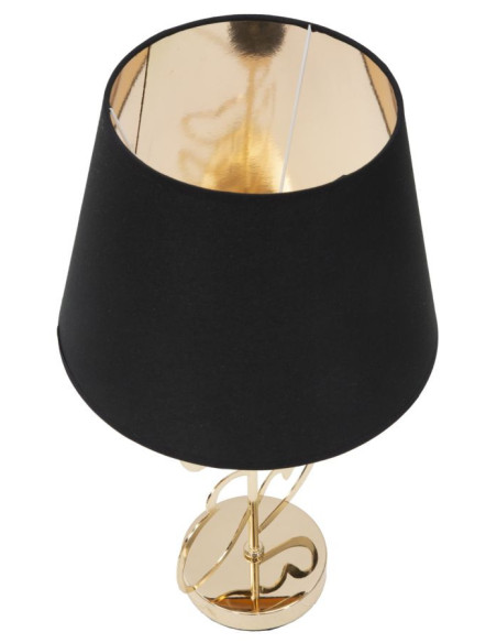 Lampe à poser originale XL Coeurs Hauteur 54 cm en Métal Doré Tissu Noir Hearts 