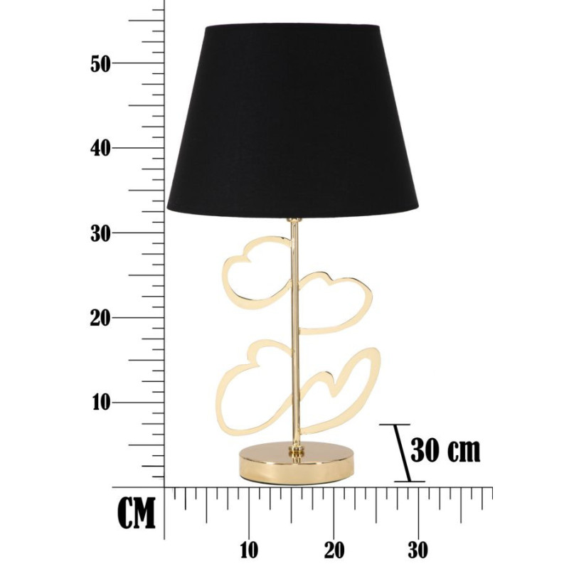 Lampe à poser originale XL Coeurs Hauteur 54 cm en Métal Doré Tissu Noir Hearts 