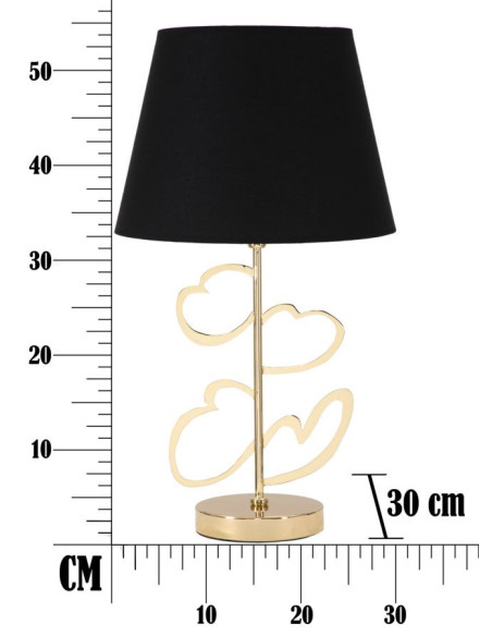 Lampe à poser originale XL Coeurs Hauteur 54 cm en Métal Doré Tissu Noir Hearts 