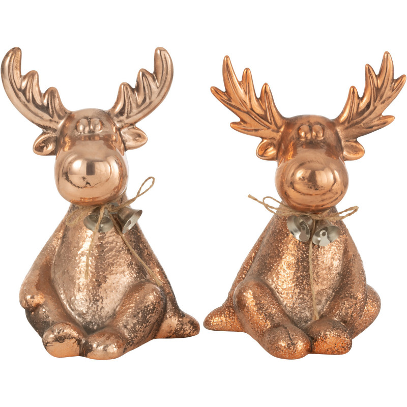 Statue déco Élan Migo en Porcelaine Cuivré (Lot de 2) J-Line - 1