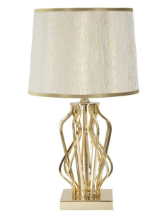 Lampe à poser moderne XL Hauteur 52 cm en Métal Doré Tissu Blanc crème Glam X 