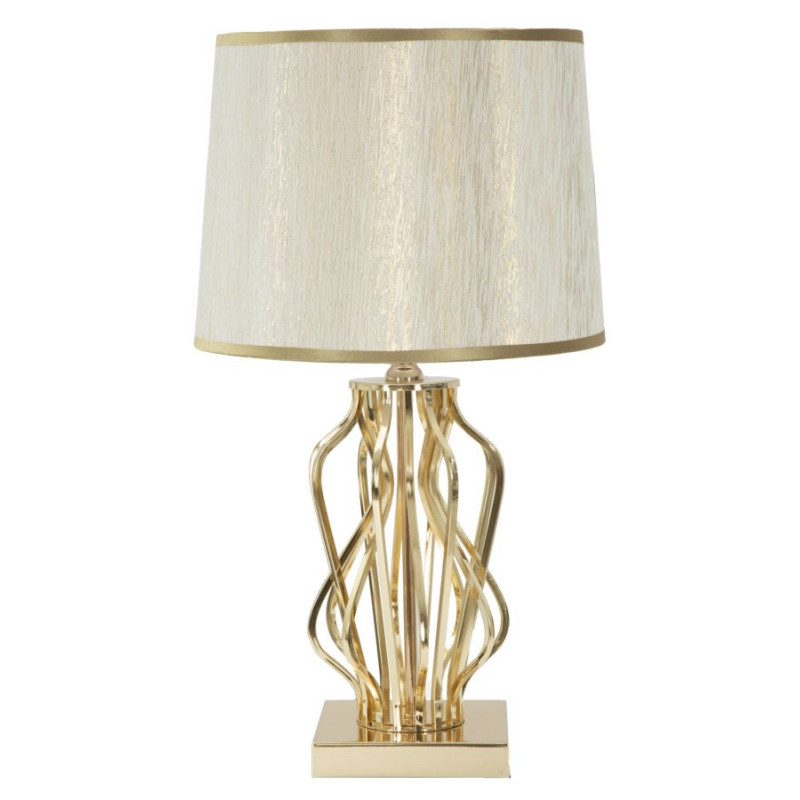 Lampe à poser moderne XL Hauteur 52 cm en Métal Doré Tissu Blanc crème Glam X 