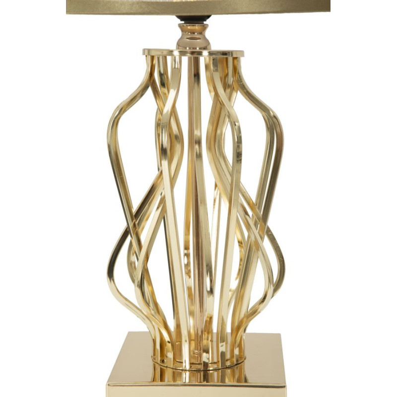 Lampe à poser moderne XL Hauteur 52 cm en Métal Doré Tissu Blanc crème Glam X 
