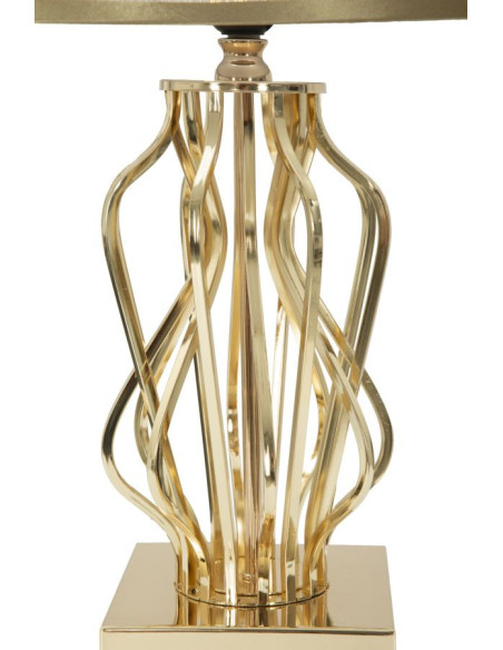 Lampe à poser moderne XL Hauteur 52 cm en Métal Doré Tissu Blanc crème Glam X 