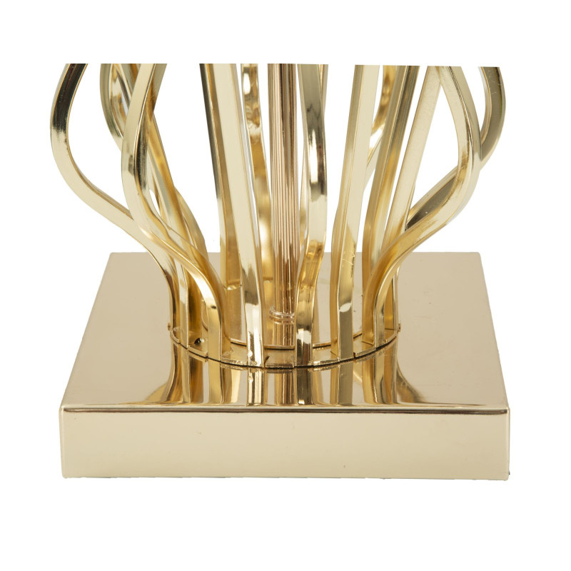 Lampe à poser moderne XL Hauteur 52 cm en Métal Doré Tissu Blanc crème Glam X 