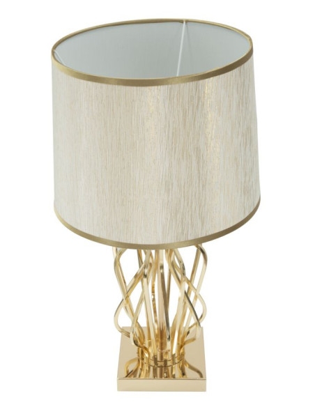 Lampe à poser moderne XL Hauteur 52 cm en Métal Doré Tissu Blanc crème Glam X 