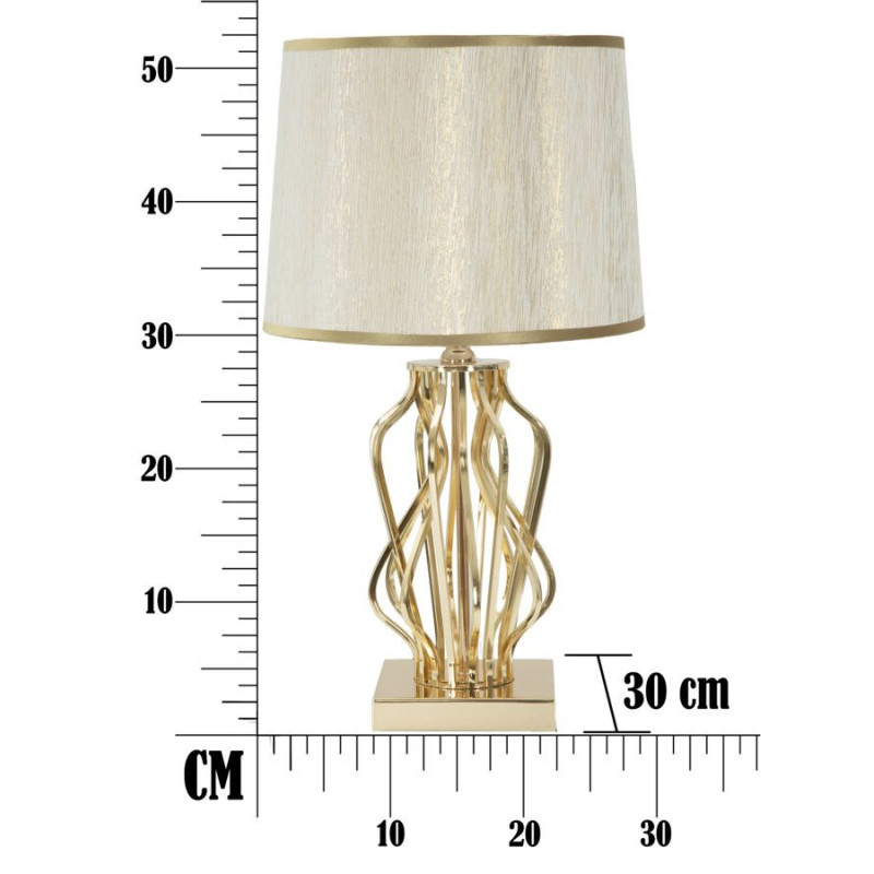 Lampe à poser moderne XL Hauteur 52 cm en Métal Doré Tissu Blanc crème Glam X 