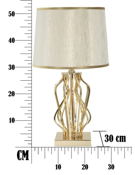 Lampe à poser moderne XL Hauteur 52 cm en Métal Doré Tissu Blanc crème Glam X 