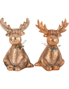 Statue déco XL Élan Migo en Porcelaine Cuivré (Lot de 2) - 1