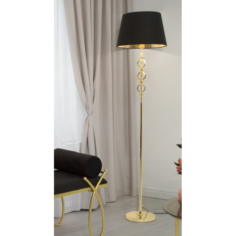 Lampadaire original XL Coeurs Hauteur 170 cm en Métal Doré Tissu Noir Hearts 