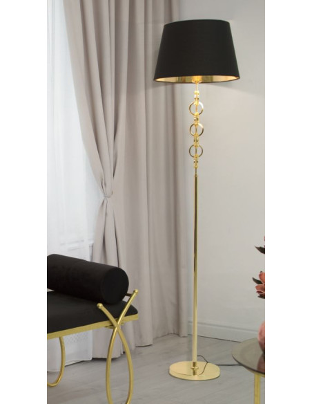 Lampadaire original XL Coeurs Hauteur 170 cm en Métal Doré Tissu Noir Hearts 