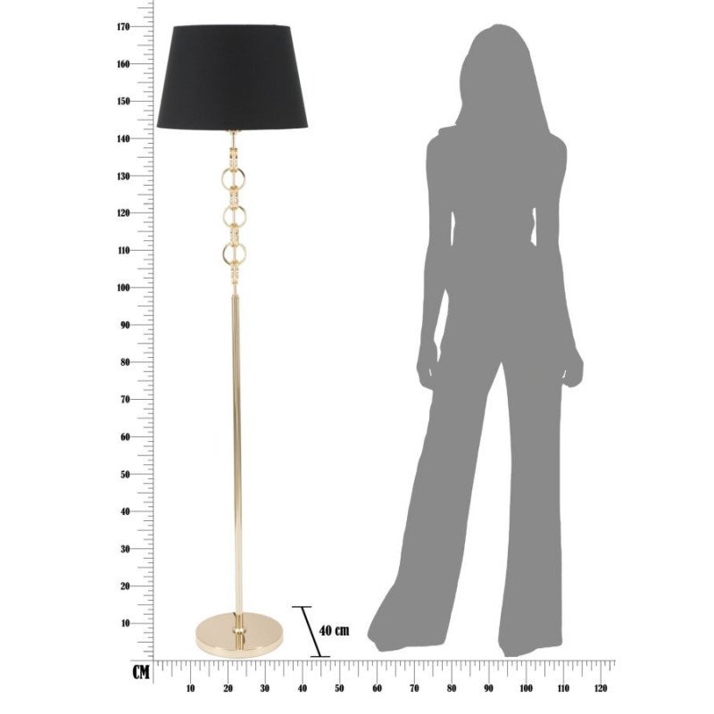 Lampadaire original XL Coeurs Hauteur 170 cm en Métal Doré Tissu Noir Hearts 