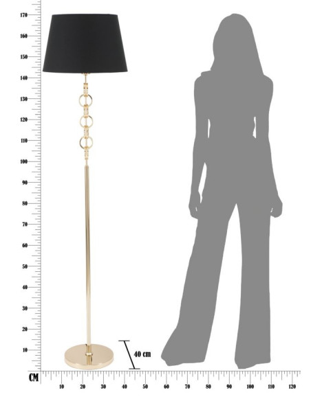 Lampadaire original XL Coeurs Hauteur 170 cm en Métal Doré Tissu Noir Hearts 