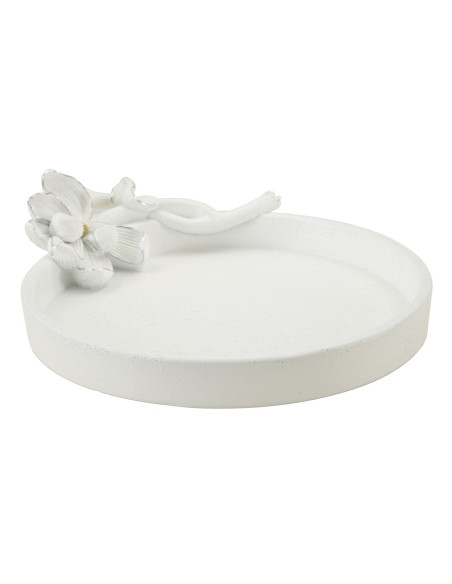 Vide poche moderne Fleur 24 cm en Résine Blanc Magnolia 