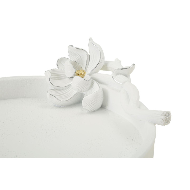 Vide poche moderne Fleur 24 cm en Résine Blanc Magnolia 