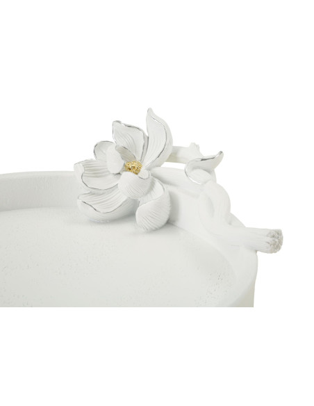 Vide poche moderne Fleur 24 cm en Résine Blanc Magnolia 