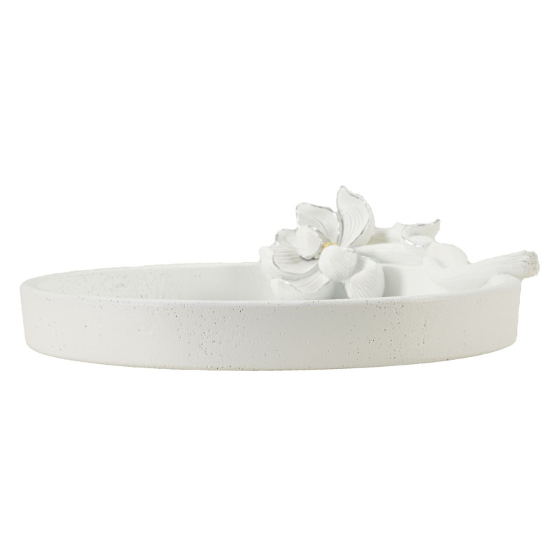 Vide poche moderne Fleur 24 cm en Résine Blanc Magnolia 