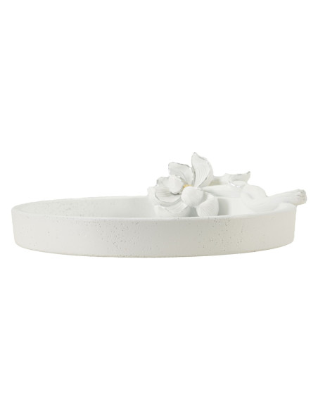Vide poche moderne Fleur 24 cm en Résine Blanc Magnolia 