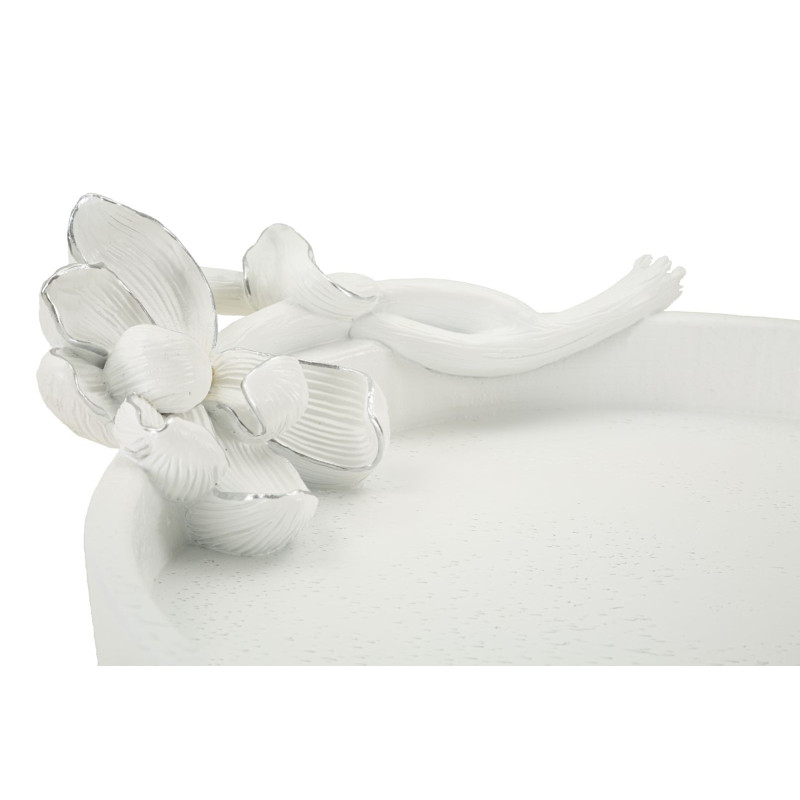 Vide poche moderne Fleur 24 cm en Résine Blanc Magnolia 