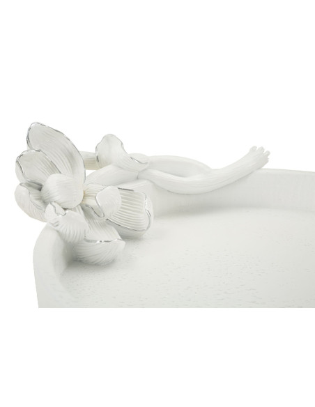 Vide poche moderne Fleur 24 cm en Résine Blanc Magnolia 
