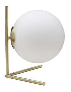 Lampe à poser moderne Boule Hauteur 27 cm en Métal Doré Verre Blanc Glamy 