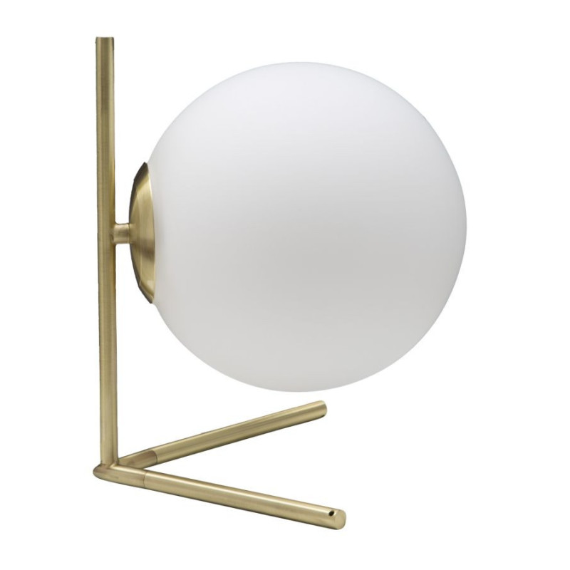 Lampe à poser moderne Boule Hauteur 27 cm en Métal Doré Verre Blanc Glamy 