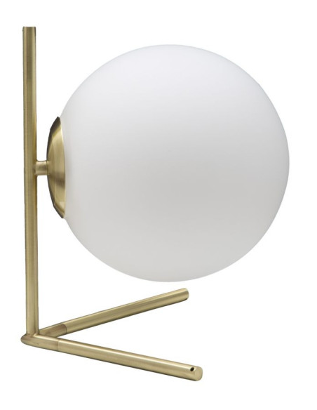Lampe à poser moderne Boule Hauteur 27 cm en Métal Doré Verre Blanc Glamy 